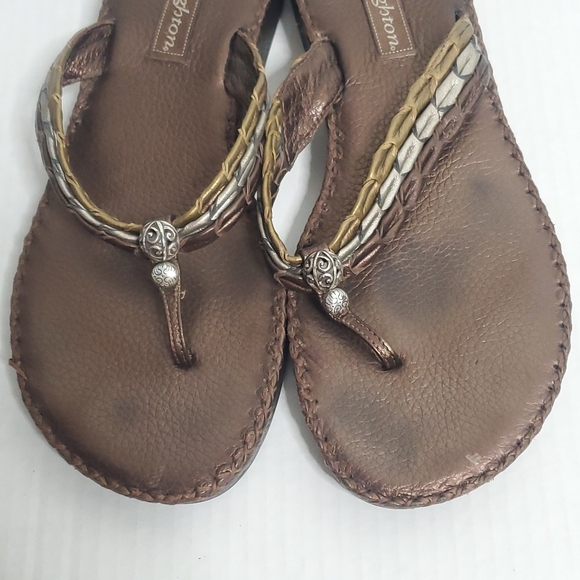 Vintage Brighton Womens Leather Slip On Sandals Sz 9M Thong Flip Flop Casual Y2K - Picture 2 of 11